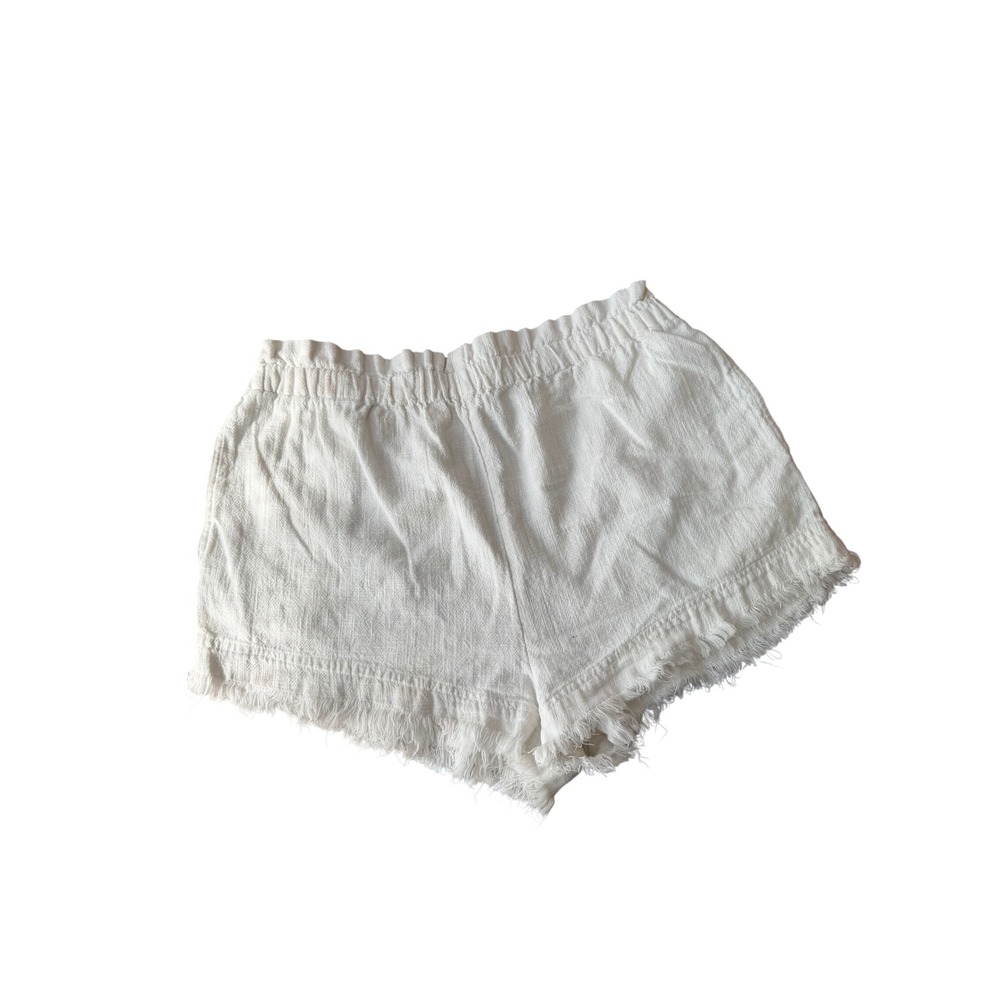 Urban Outfitters White Textured Fringe Hem Elastic Waist Shorts Medium